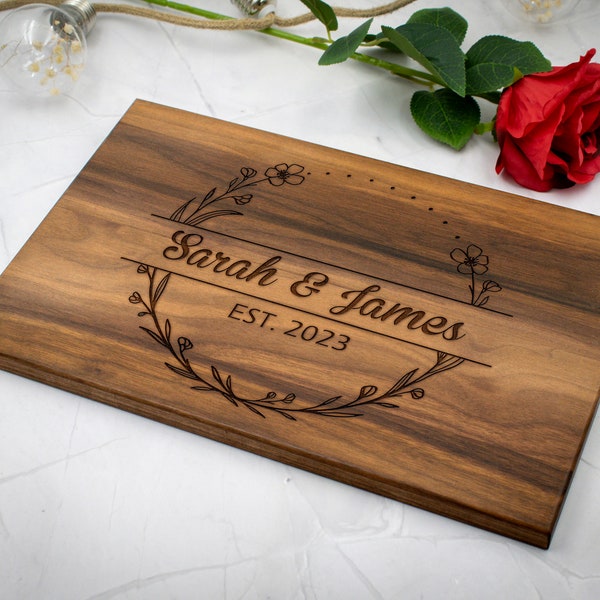 Personalized Cutting Board for Wedding Gift with Engraved Design, Anniversary Gift, Engagement Gift, Bridesmaid Gift, Housewarming Gift