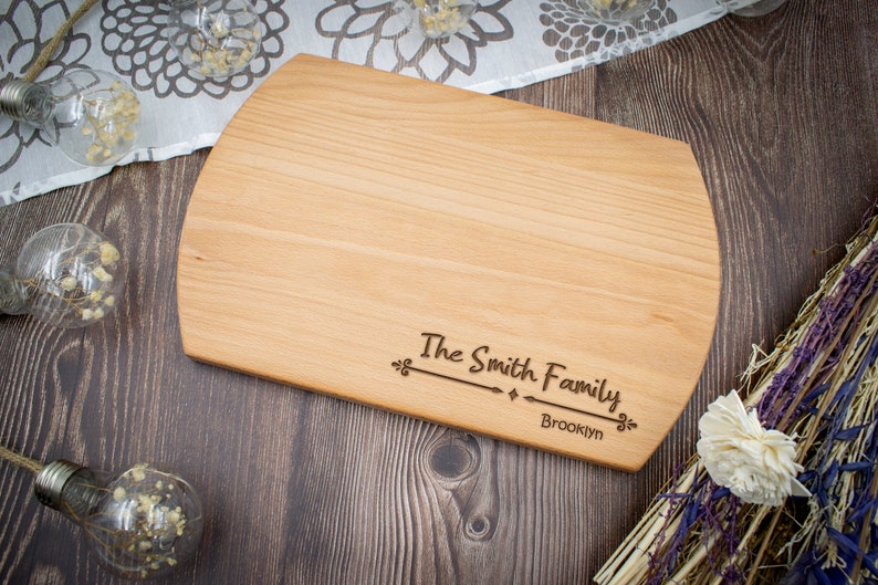 Personalized Cutting Board with Custom Engraved Design for Housewarming Gift, Engagement Gift, Wedding Gift, Anniversary Gift