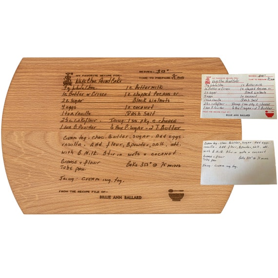 Handwritten Recipe Cutting Board Gift for Mom Personalized Cutting Board Mother's Day Grandma's Handwriting Engraved Recipe