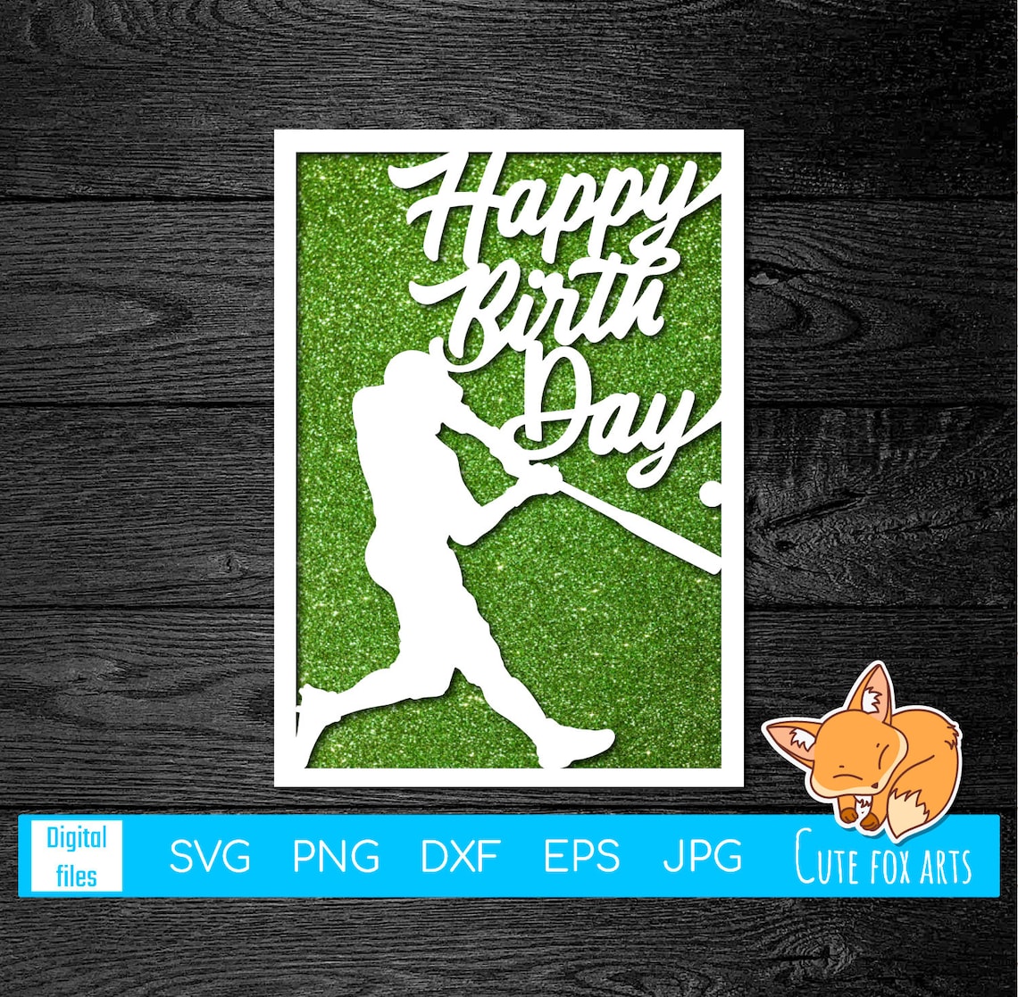 Baseball birthday card svg. Greeting cards for boys birthday | Etsy