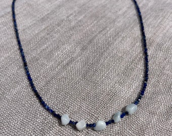 Larimar and Lapis Lazuli Necklace. Lapis Lazuli Necklace. Larimar Necklace. All Natural Gemstones Necklace