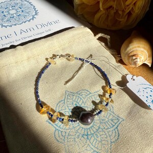 Citrine Lapis Lazuli Pearl Necklace Bracelet Set, Sterling Silver Clasp image 3