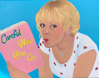 Promising Young Woman &#39;Careful&#39; Original Painting