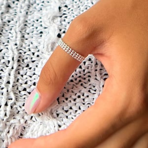 925 Sterling Silver Beaded Adjustable Ring, Gift For Her, Ball Bead Ring