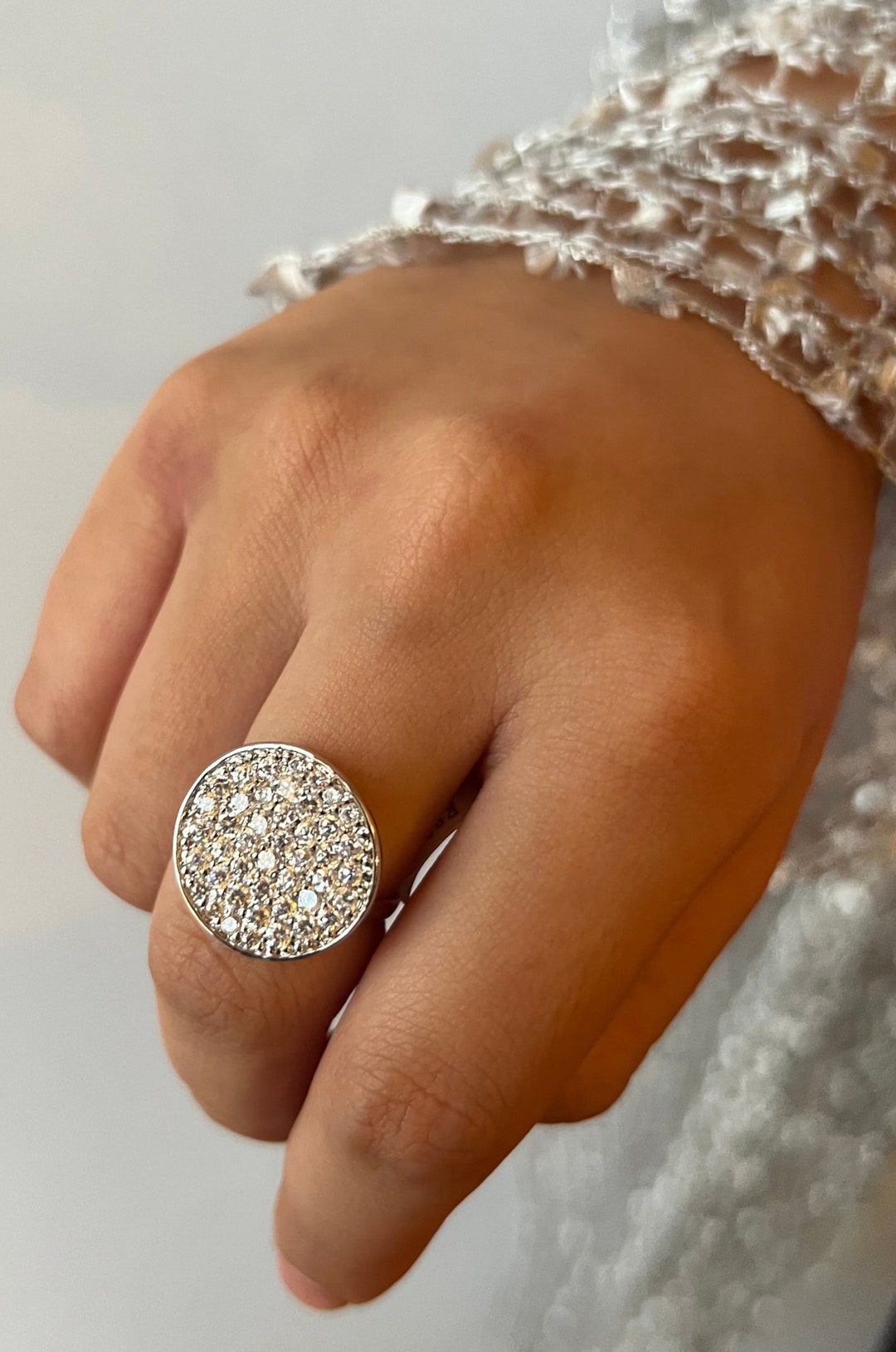 Silver Pavé Adjustable Ring
