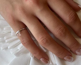 Dangle Ring, Crystal Charm, Silver Ring, Dangle Charm Ring, Charm Ring, Charm Dangle Ring, Birthday Gift, Anniversary Gift, Dainty Ring