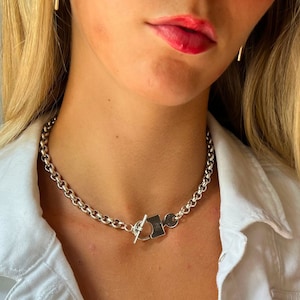 Lock and Key Necklace, Lock And Key Pendant, Padlock Charm, Lock Necklace, Padlock Choker, Lock And Key Choker, Chunky Rolo Chain