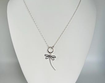 Sterling Silver Dragonfly Necklace, Delicate Rolo Chain, Gift For Her