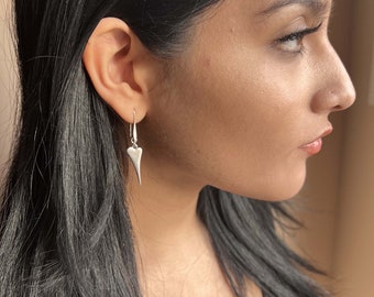 Sterling Silver Plated Heart Dangle Earrings: Hypoallergenic Jewelry