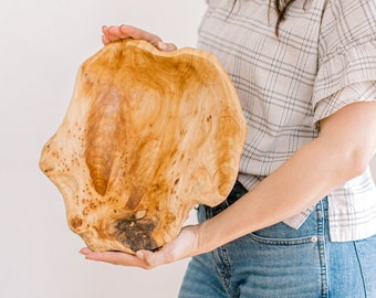 Natural Fir Root Wood Bowl for Decor, Salad, Fruit + More | Hand-Carved, Hand-Turned | EACH IS UNIQUE | Large, 12"-14"