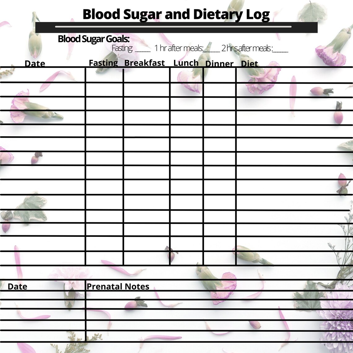 Printable Diabetes Log for Pregnant Women - Etsy