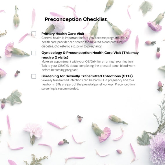 Preconception Checklist. Printable or Downloadable. - Etsy Canada