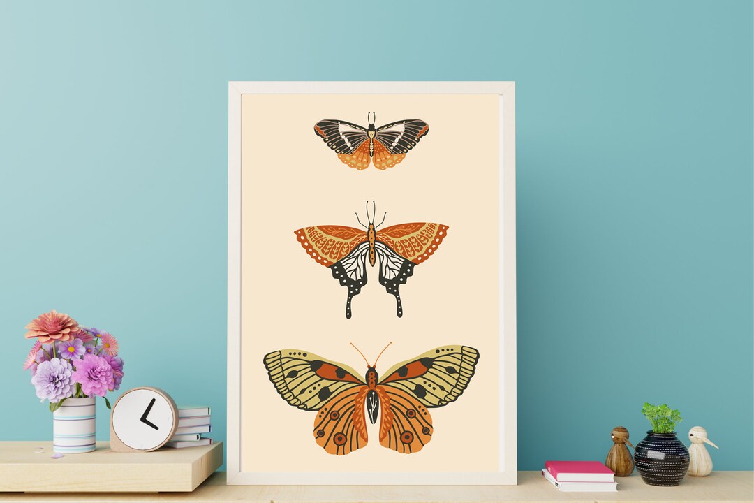Boho Printable Butterfly Wall Art Instant Digital Download Bohemian Art ...