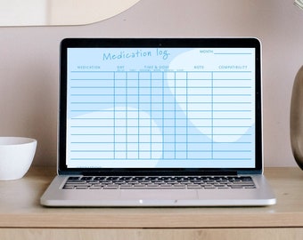 Medication schedule - medication log | Tablets and medications | Blue | Medication list | Medication intake | PDF | Download