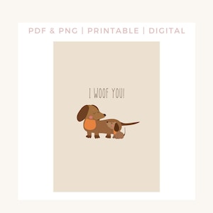 I WUFF YOU - Dog Lover Card- printable card - instant download - digital - dog card - dog love - dog postcard - Dachshund Dachshund