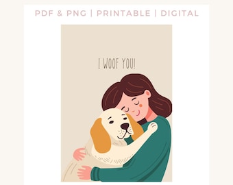 I WUFF YOU - Dog Lover Card- printable card - instant download - digital - dog card - dog love - dog postcard