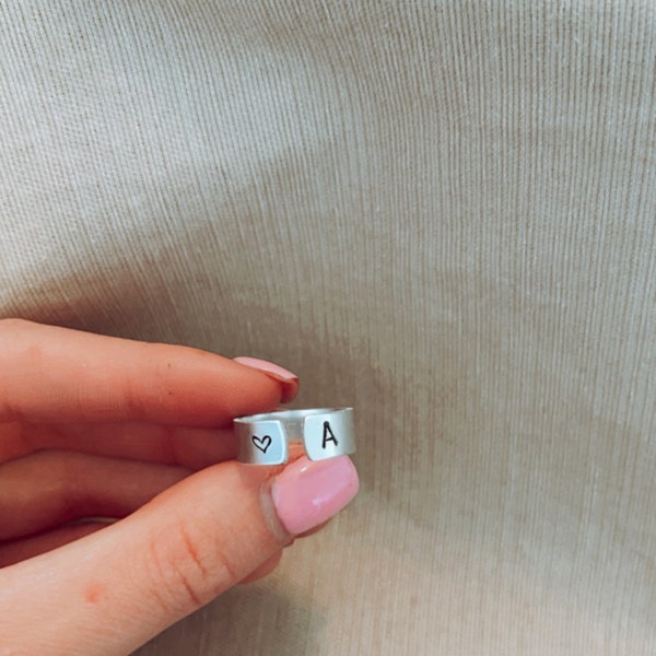 Single Letter Handstamped ring