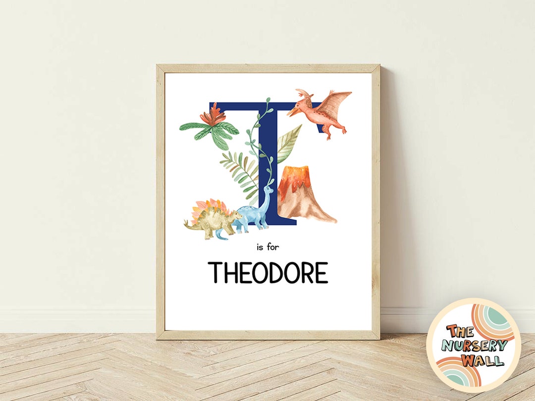 Custom Printable Name Wall Art Print Dinosaur Nursery Decor Kids Room ...