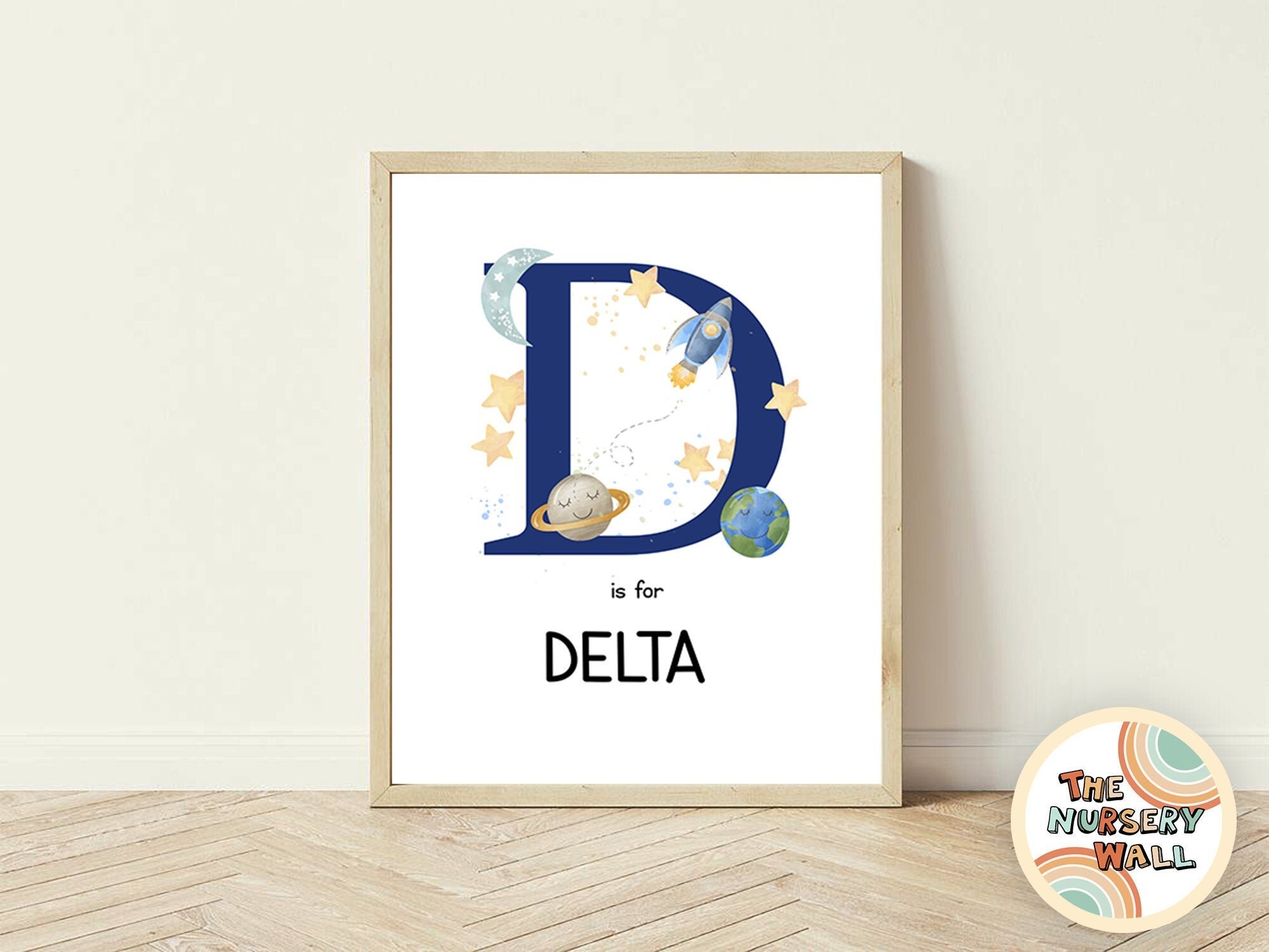 Custom Printable Name Wall Art Print Space Nursery Decor Kids Room Wall