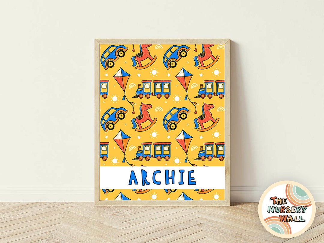 Custom Printable Name Wall Art Print Toys Nursery Decor Kids Toddler
