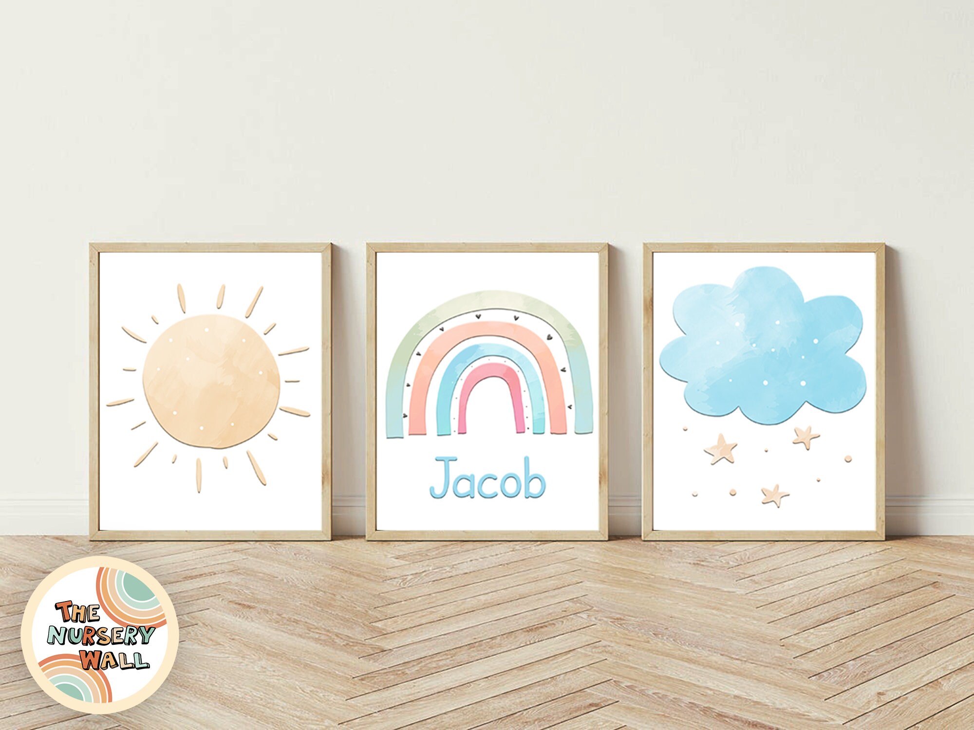Custom Printable Name Wall Art Print Rainbow Nursery Decor Etsy