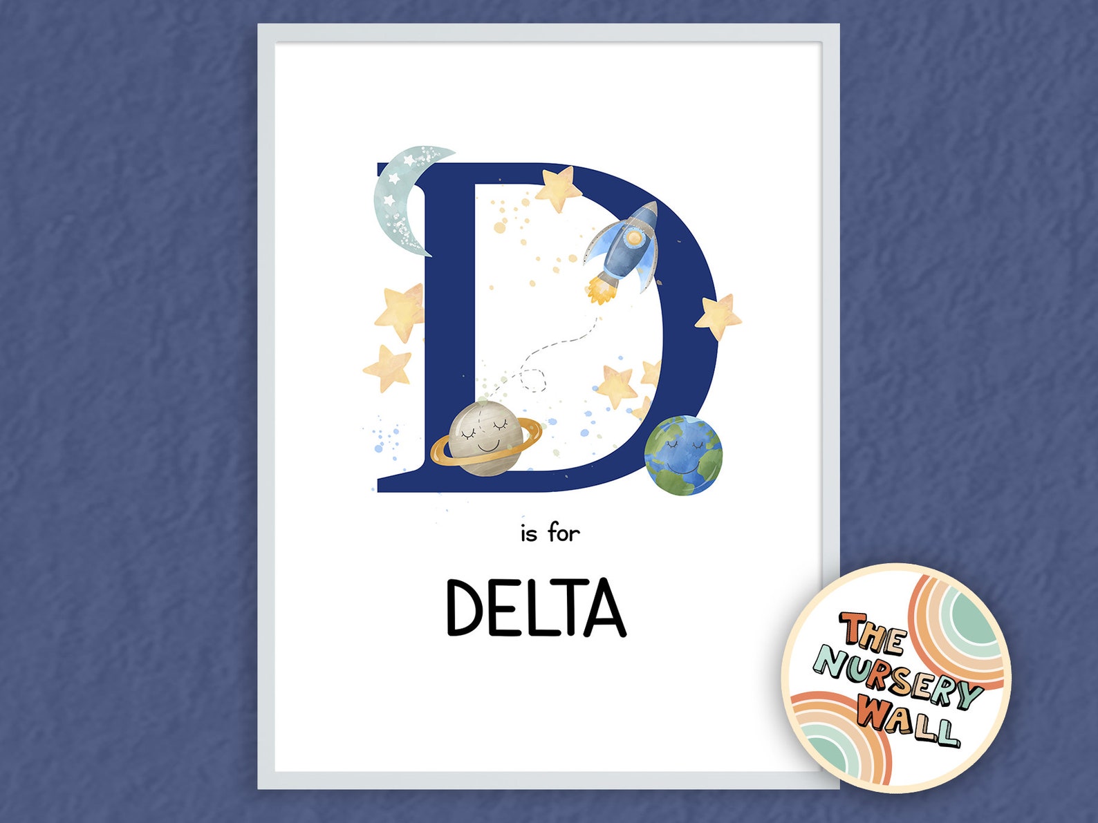 Custom Printable Name Wall Art Print Space Nursery Decor Etsy