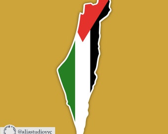 Palestine Flag Map Sticker