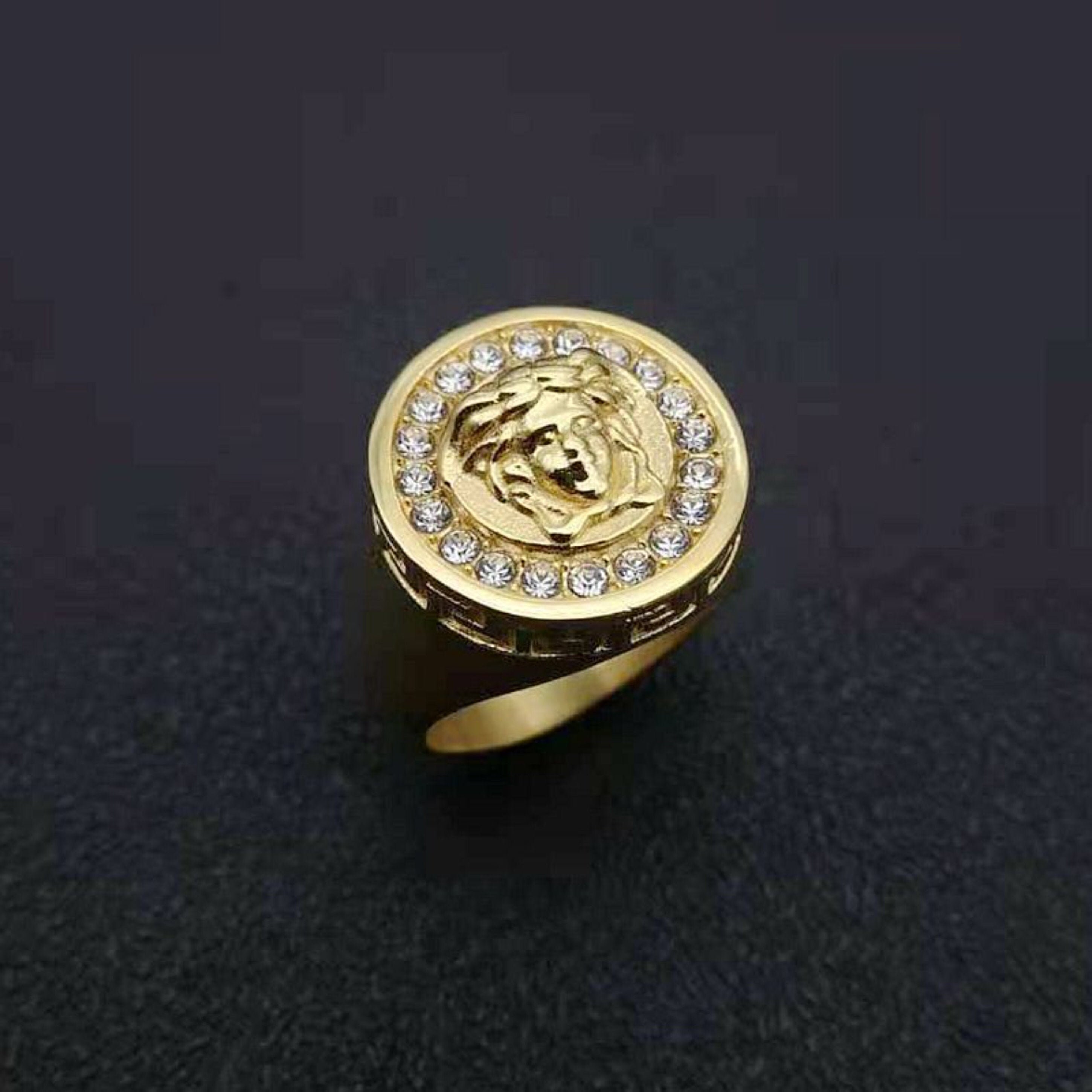 Medusa Gold Ring Mens Ring Gold Plated Hip Hop Design | Etsy