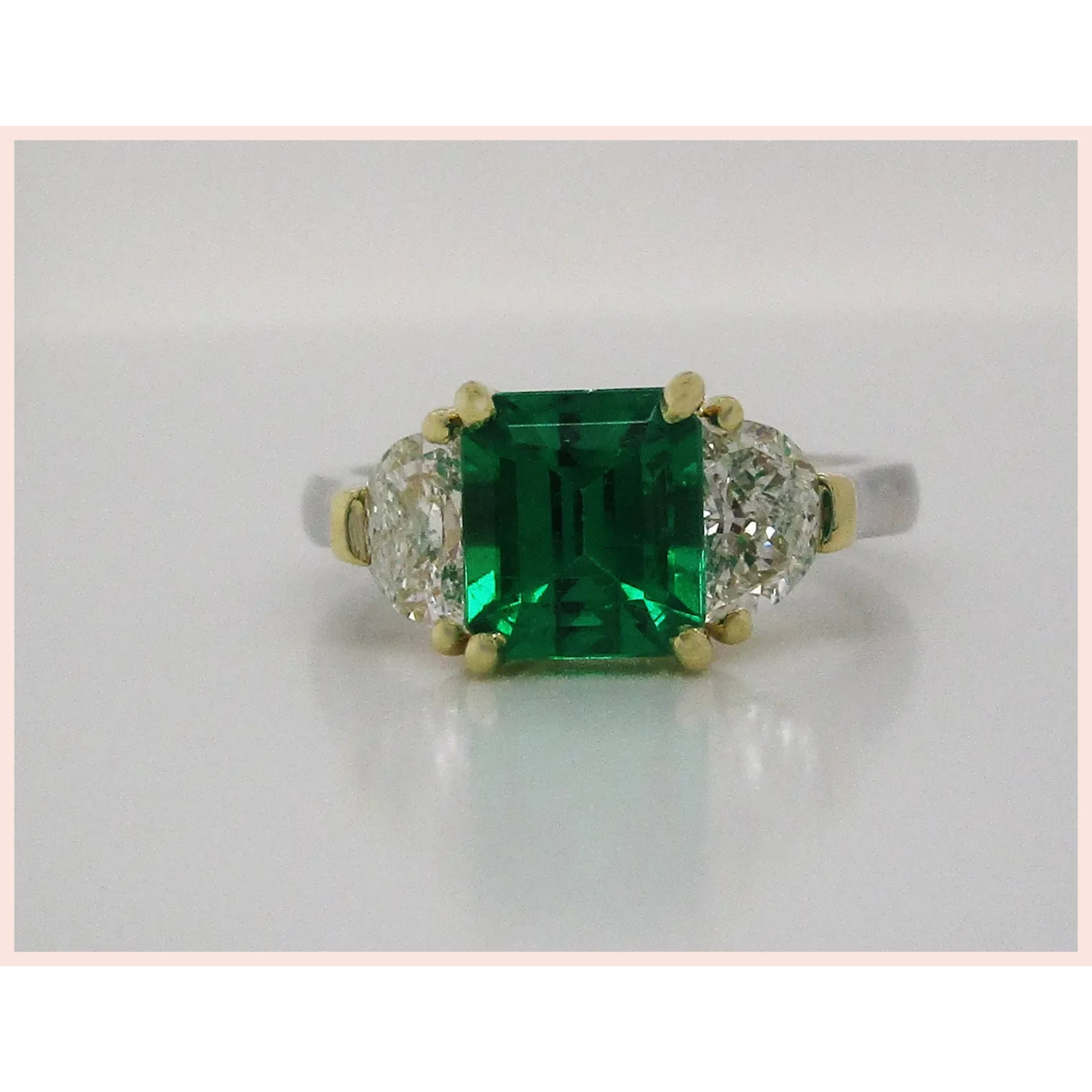 Antique Emerald Cut Emerald Diamond Engagement Ring Emerald - Etsy