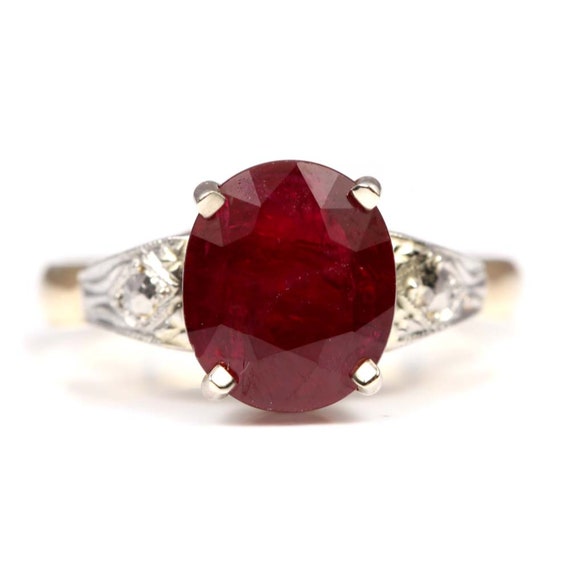 6.02 CT Ruby Ring with Diamond Accents | Lee Michaels Fine Jewelry