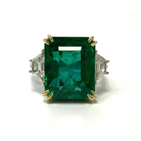 18K Gold Art Deco Emerlad Engagement Ring, Natural Emerald Wedding Ring for Her, Antique Emerald Statement Ring, Promise Ring For Her