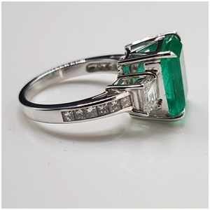 Unique Emerald Cut Emerald Engagement Ring, Natural Emerald Diamond ...