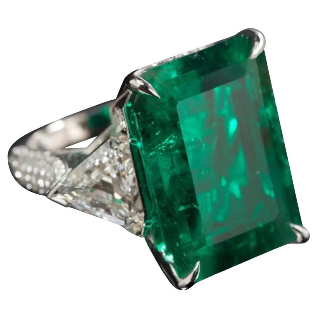 5 Carat Emerald Cut Natural Emerald Engagement Ring, Natural Emerald ...