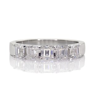 14K Pure Gold 5 Stone Princess Cut Diamond Moissanite Engagement Ring Classic Modern Minimalist Wedding Band Promise Ring Anniversary Gift