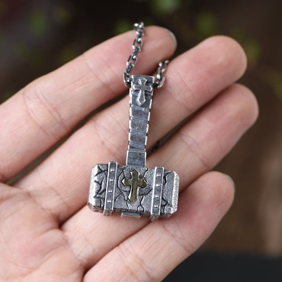 Thor's Hammer Necklace - White Brass – Arctic Buffalo