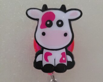 Sitting COW BADGE Reel! Customizable any color/vinyl ** Can be made interchangeable**