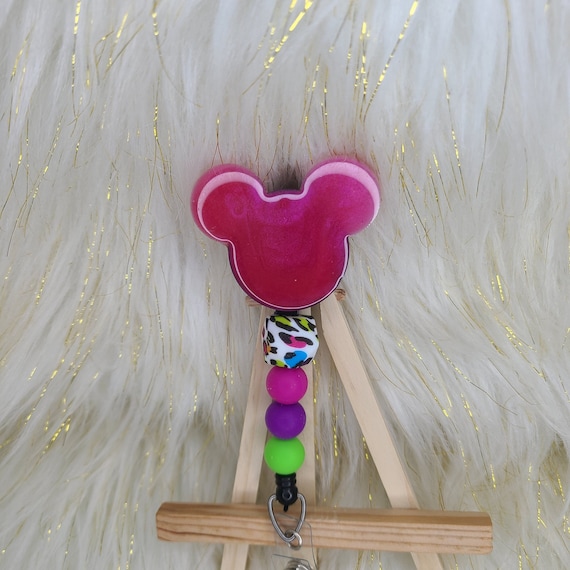 Neon Gold Silver minnie Mickey Inspired Badge Reel/ Nurse Badge Reels  customizable With Any Design 