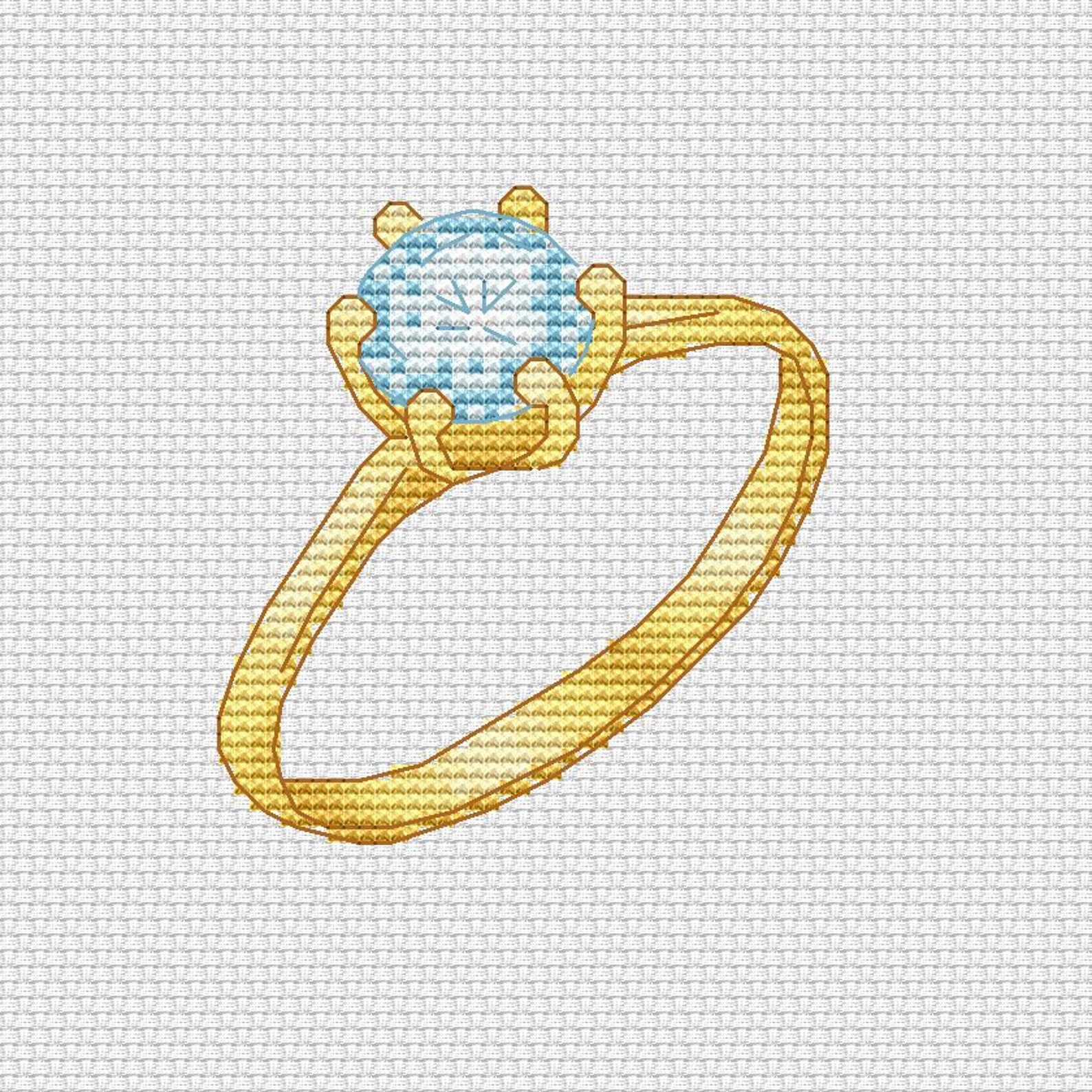 Diamond ring cross stitch pattern Gold engagement ring Pattern Etsy