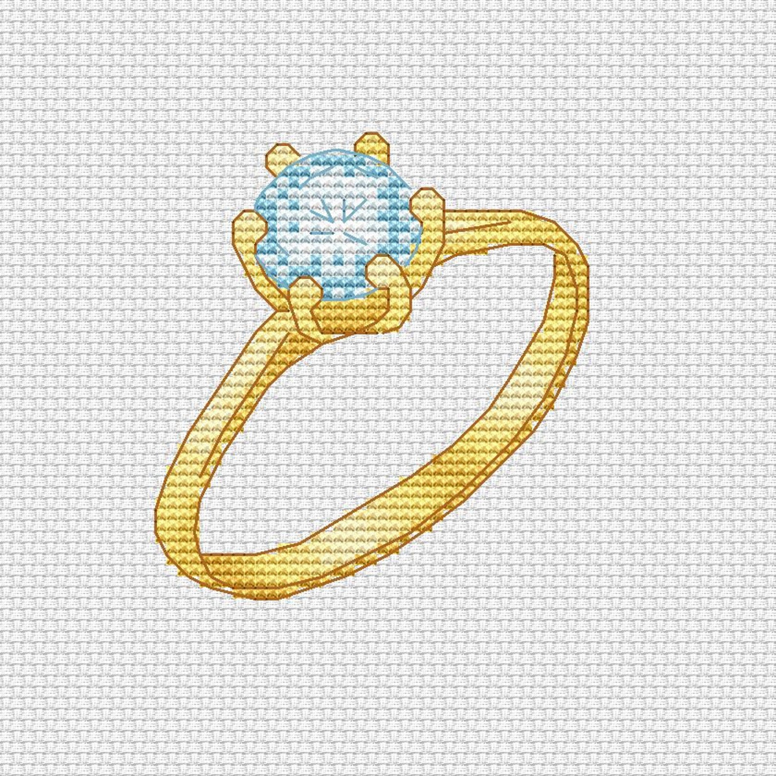 Diamond ring cross stitch pattern Gold engagement ring Pattern | Etsy