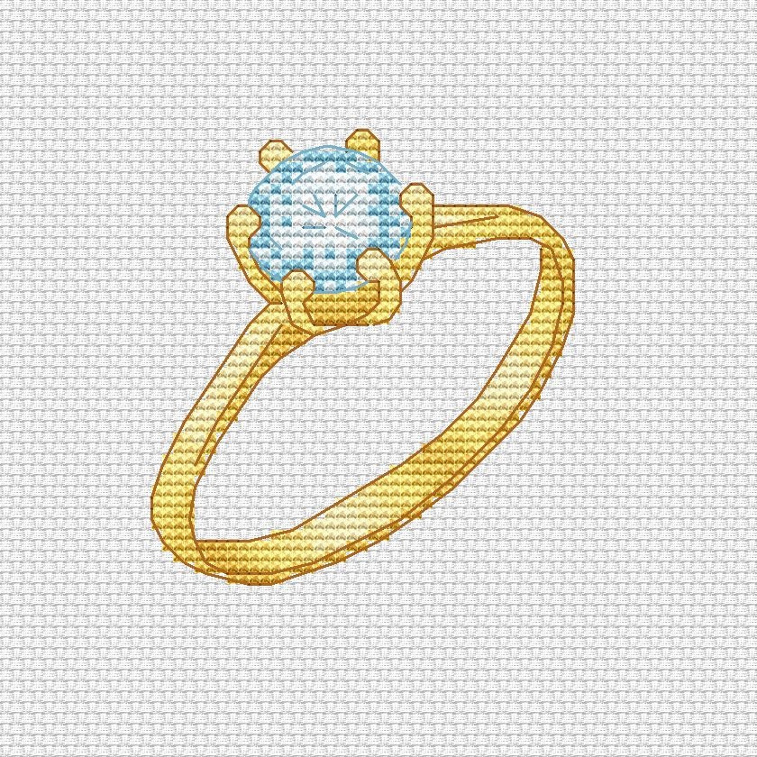 Diamond ring cross stitch pattern Gold engagement ring Pattern | Etsy