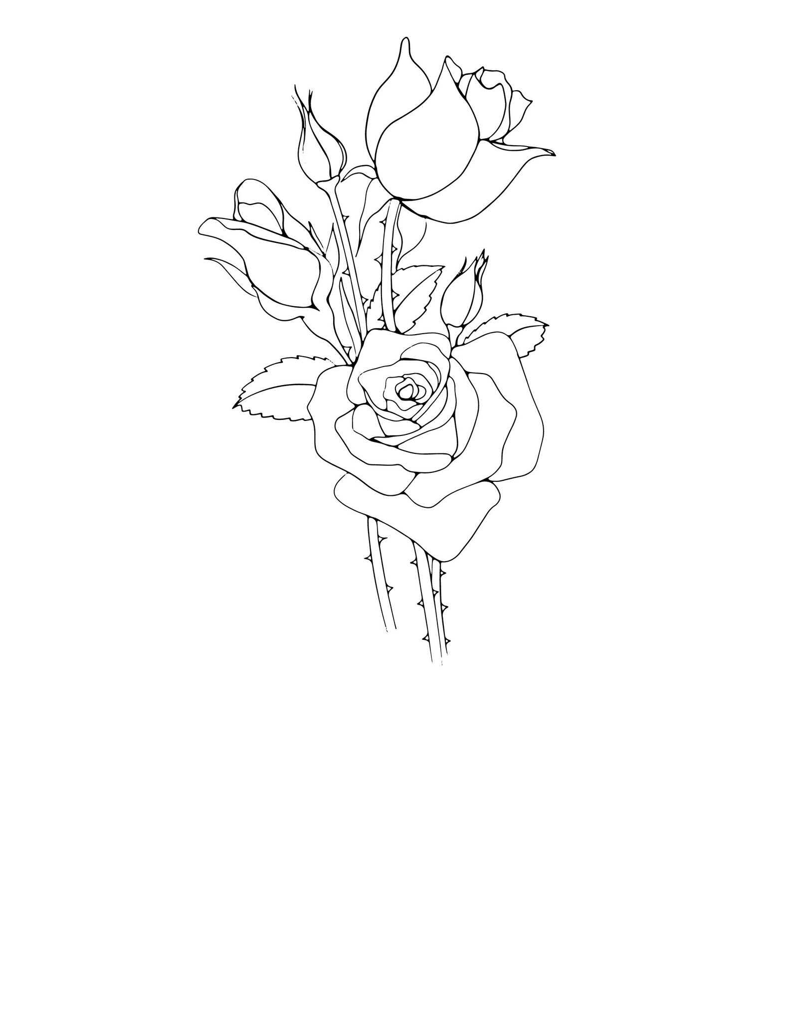 Roses and Thorns Coloring Page - Etsy