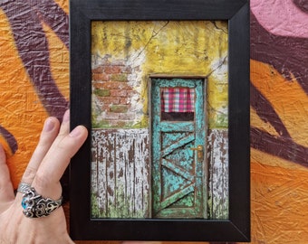 Framed Abandoned House Diorama: Handmade Miniature Facade