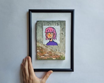 Cartoon Graffiti Portrait: Custom Shadowbox Diorama Wall Art