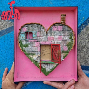 House of love | diorama in frame | shadowbox diorama | miniature diorama | anniversary gift