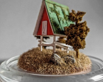 Miniature forest house diorama | diorama in glass | fantasy house diorama | microscopic scale model