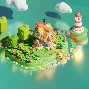 Fantasy diorama STL - Printable Diorama - Blender model - 8k 3D prints - Tabletop Miniatures - STL Miniatures - creating mini diorama