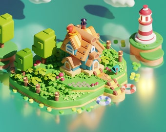Fantasy Island Diorama: 3D Print STL Model for Tabletop Miniatures
