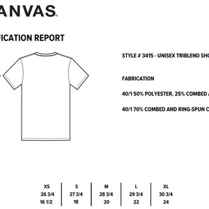 Op de afbeelding: Wit unisex V-hals T-shirt met korte mouwen, getoond van voor en achter. De afbeelding bevat een maatspecificatierapport met maatdetails in cm en informatie over de stofsamenstelling.