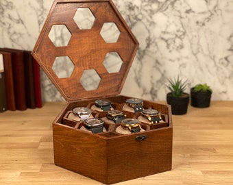 Basics Wooden Jewelry/Watch Box with Glass Top Walnut 
