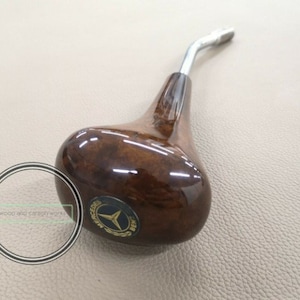 MERCEDES Växelspaksknopp för W124 Valnöt för automatlåda Burlwood med logotyp